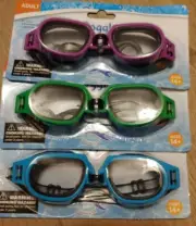 3 Pairs Adult Swimgear Goggles PC Lens- Latex Free-Adjustable Strap 14+