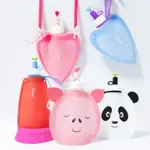 小豬矽膠水壺戶外運動可摺疊水壺 兒童矽膠水壺熊貓矽膠水壺水袋