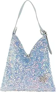 [Aisi] Women Glitter Sequin Shoulder Tote Bag Girls Large Capacity Shiny Shopping Bag Pouch