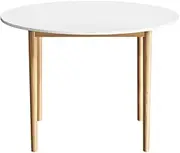 Artiss Dining Table, 108cm Round White Coffee Tables Side Wooden Buffet Desk Lounge Desks Home Living Room Bedroom Kitchen Office Cafe Restaurant Furniture, 4 Seater Pine Wood Legs