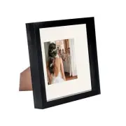 8 x 8 3D Box Frame Photo Picture Deep Display Shadow 4 x 4 Mount Black/Ivory