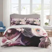 v1522 Bed Sheets Bedding Attack on Titan Bedding Sets Cartoon Duvet Cover Lightweight 3 Piece Bet Sets for Kids Boys Girls (1 Duvet Cover and 2 Pillo