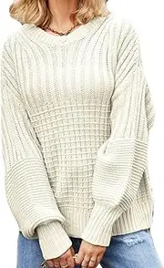 [YK8fass] Stylish baggy pullover sweater tn-7477-S Apricot, Apricot, Small