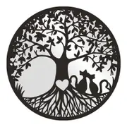 Lasercut Tree of Life w Cats & Mirror Metal, 50cm