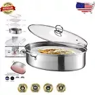 Elegant 8Qt Fish Steamer & Stockpot - Oven Safe & Dishwasher Safe for Easy Prep