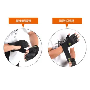 【ALEX】皮革手套-健身 重量訓練 半指手套 台灣製造 黑(A-18)