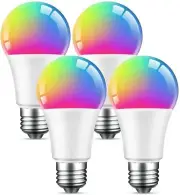 Beantech Wi-Fi Smart Light Bulb(RGB+W) 4 Pack, Compatible with Alexa and Google