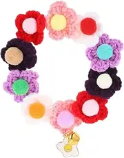 ERINGOGO 1pc Comfortable Cat Dog Collar Bell Adorable Christmas Pet Necklace for Cats and Dogs Easy to Wear Knitted Floral Design for Festive Celebrations