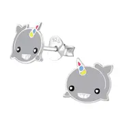 Children's Silver Whalecorn Stud Earrings