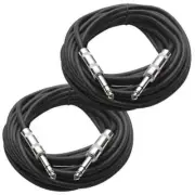 Seismic Audio Pair of Black 25 Foot 1/4 Inch TRS Patch Cables Cords