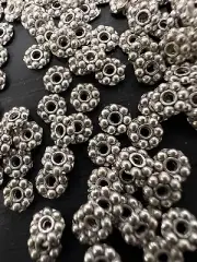500Pc silver metal bead caps spacer beads flower round 4mm (b2000)