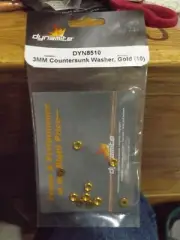 Dynamite 3mm sountersunk washers, Gold, (10) DYN8510