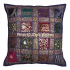 Ethnic Cotton Bench Cushions Blue 40x40 cm Patchwork Geometrical Pillow Covers