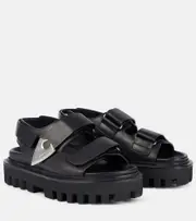 [McQueen] McQueen Leather slingback sandals AU 4 black