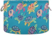 Yoogain Colorful Sea Turtle Animal storage basket foldable and waterproof storage bins with sturdy handle atorage 91L large for bathroom garage office
