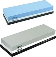 2 Pieces Dual Whetstone Set Knife Sharpening Water Stone Sharpener with Non-Slip Stand Holder (1000/4000+1000/6000 Grit)