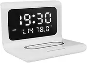 KESYOO Digital Alarm Clock with Wireless Charger Clear LED Display Fast Charger Phone Dock Clock Phone Charger for Bedroom Bedside Office White
