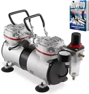 1/3 HP Double Piston Airbrush Compressor with Regulator, Gauge and Water Trap -