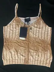 CLASS Roberto Cavalli 13P CD 613 Canotta Snakeskin Print Top, Size 50/(US 14)