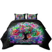 Artistic Crazy Colored Tree Coverlet