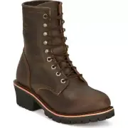 Chippewa Men's NC2090 Classic 2.0 8" Brown Lace-Up EH Logger Boots, Size 12 EE