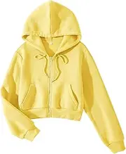 [Cioatin] Women Fleece Zip Up Crop Hoodies Sweatshirt Y2K Fall Trendy Long Sleeve Athletic Workout Pullover Jacket Sweater