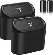 2 Pack Car Trash Can with Lid, Aufondof Automotive Car Garbage Can with Trash Bags for Side Door, Mini Organizer Bin with Clip, Portable Trash Bin for Car Storage and Organization (Black)