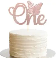 1 Pack Butterfly One Cake Topper Glitter Butterfly 1st Birthday Cake Pick