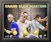 ROGER FEDERER + NOVAK DJOKOVIC + NADAL Signed Tennis Balls Display FRAMED COA