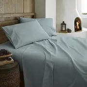 100% Organic Flannel Sheets King Size - GOTS Certified 100% Cotton Flannel Sheets Set with Comfortable Soft Brushed Finish & Deep Pocket - 1 Flat 1 Fitted & 2 Pillowcases (Shore, King)