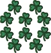 Small Shamrock Patches (10-Pack) Three Leaf Clover St. Patrick's Day Iron On Appliques for Clothing, Uniforms, Hats, Backpacks, Jackets, Pants, Accessories, Etc