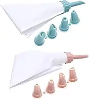 CONGARTENO 2 Pack Reusable Piping Bags Set Baking Icing Decorating Bag Easy to Assemble and Clean Tools for Cake Decorating Random Color