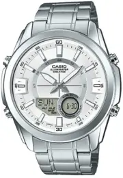 Casio AMW-810D-7AV Men's Stainless Steel, Analog Digital 50M WR Enticer Watch