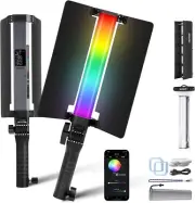 RGB1 LED Tube Light Stick with Metal Barndoor, Handle, Touch Bar/App Control, Ma