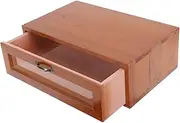 Angoily Multi Function Storage Box Organizer for Dresser and Desktop Retro Makeup Container with Drawer Monitor Stand and Desktop Riser for Home Office and Vanity Use