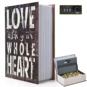 Decorative Book Safe Box with Combination Lock, Vintage Faux Book Safe for De...