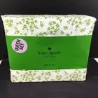 Kate Spade Queen Bed Sheet Set Green Flower Deep Fitted 100% Cotton Percale