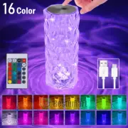 LED Crystal Table Lamp Diamond Rose Remote Night Light Touch Atmosphere Bedside