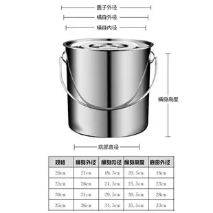 不鏽鋼湯桶 湯桶 滷燉鍋 食品級304不鏽鋼水桶手提桶帶蓋圓桶油 加厚湯桶鐵皮桶家用儲水桶『TZ00024』