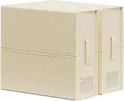 [Sawanork] 2 Pack Foldable Sheet Storage Box, Linen Fabric Storage Bins with Zipper for Queen or King Sheets, Closet Organizer for Bedding Clothes Blankets, Beige