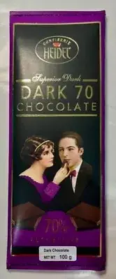 930523 1X 100G BLOCK CONFISERIE HEIDEL SUPERIOR DARK 70 CHOCOLATE 70% BITTER
