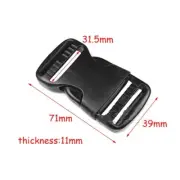 31mm Black Plastic Side Quick Release Buckle Clip – Cord Strap Backpack Bag Safe