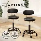 Artiss 2X Salon Stool Swivel Chairs Black Barber Beauty Hydralic Lift PU Leather
