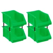 4pcs Plastic Shelf Bins 8.3" x 5.1" x 4.3" Wall Mounted Storage Bins, Green