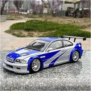 Scale Finished Model Car 1:18 for BMW M3 GTR E46 Simulation Alloy Racing Car Model Static Vehicle Collectible Ornament Souvenir Miniature Replica Car(Blue)