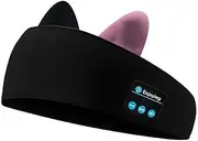 Bluetooth Headset Sports Headband Sleep Headset Music Player Support Hands-Free Best Birthday Gift Cute Cat AXCDE