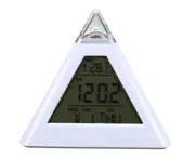 Pyramid Shape Digital Alarm Clock With Date Temperature 7 Colors LED Change Backlight