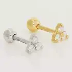 14K REAL Solid Gold Trinity Floral Diamond Piercing Tragus Helix Stud 18G
