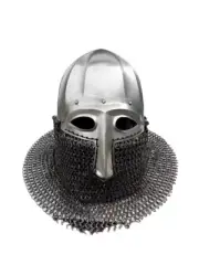Medieval Antique Steel Helmet Tournament helmet with chain mail Armor Helmet
