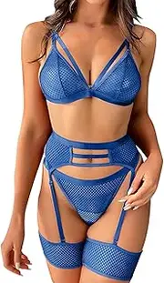 [Generic] Valentine's Day Lingerie for Women Sexy Sheer Mesh Pajamas Lingerie Set High Waist Sleepwear Bra and Panty Two Piece Nightwear Plus Size Women Lingerie Nightgown